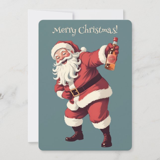 Custom Text Funny Betrunken Santa Einladung (Vorderseite)