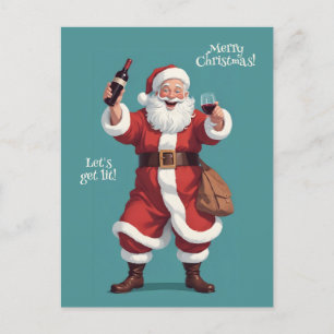 Custom Text Funny Betrunken Santa Feiertagspostkarte