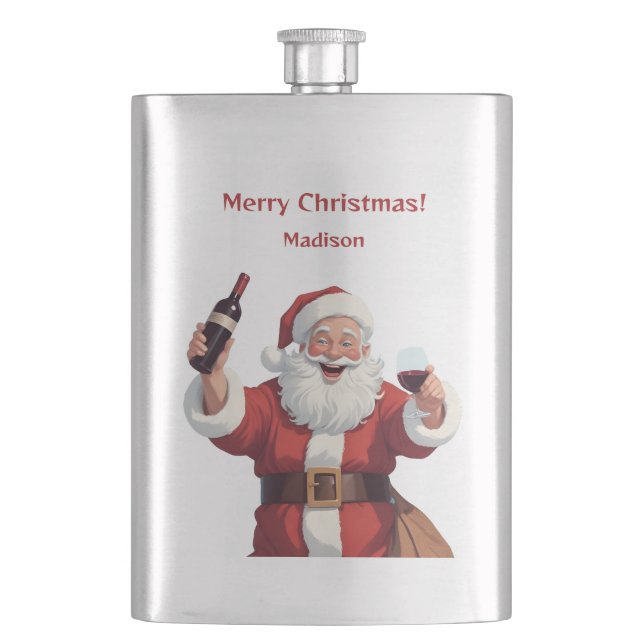 Custom Text Funny Betrunken Santa Flachmann (Vorderseite)