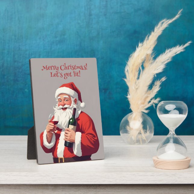 Custom Text Funny Betrunken Santa Fotoplatte (Seite)