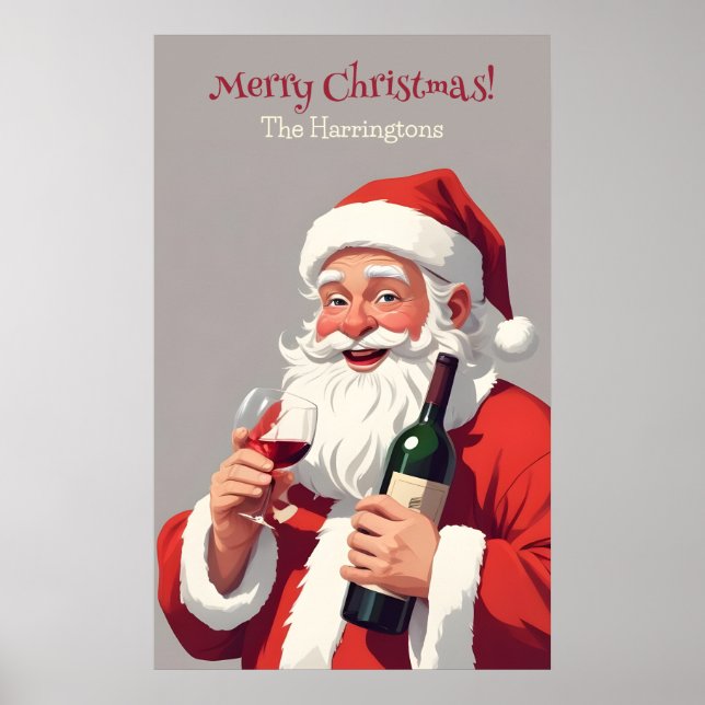 Custom Text Funny Betrunken Santa Poster (Vorne)