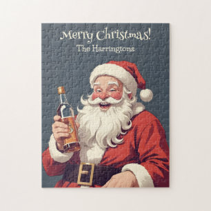 Custom Text Funny Betrunken Santa Puzzle