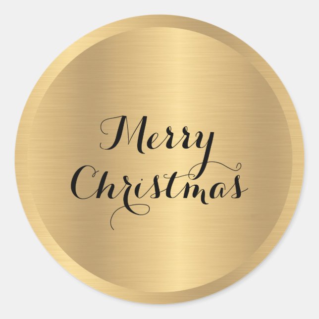Custom Text Glamour Imitats Gold Frohe Weihnachten Runder Aufkleber (Vorderseite)
