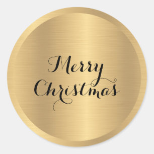 Custom Text Glamour Imitats Gold Frohe Weihnachten Runder Aufkleber