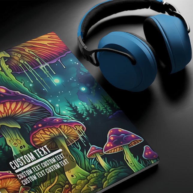 Custom Text Glowing Psychedelic Mushroom Enchanted Mousepad (Custom Text Glowing Psychedelic Mushroom Enchanted Mouse Pad)
