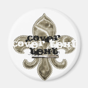 Custom Text Gold Lilie Round Magnet