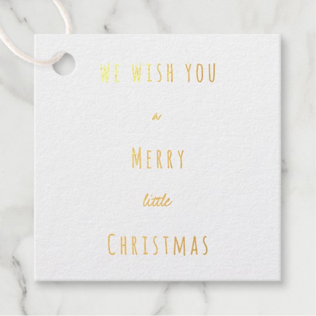 Custom Text Gold Red Frohe kleine Weihnachten Geschenkanhänger (Vorderseite)