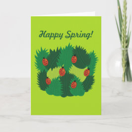Custom Text Green Blätter und Ladybugs Happy Sprin Karte