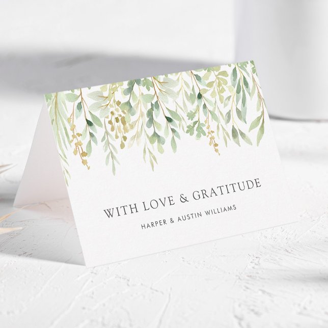 CUSTOM TEXT Green Foliage Botanic Dankeskarte (Von Creator hochgeladen)