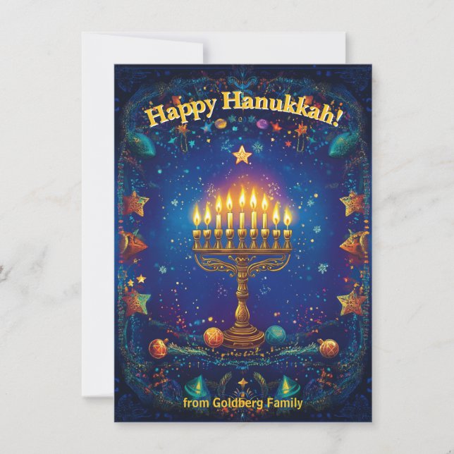 Custom text✡️ Hanukkah 🕎 Shine On, Feiertagskarte (Vorderseite)