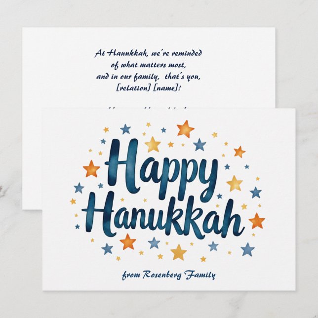 Custom text Happy Hanukkah ✡️, Feiertagskarte (Vorne/Hinten)