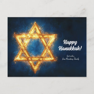 Custom text Happy Hanukkah ✡️, Star von David Postkarte