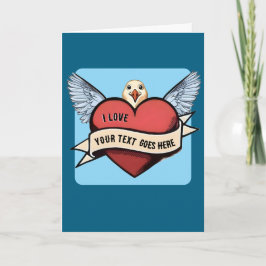 Custom Text | Heart Funny Seagull Tattoo Karte