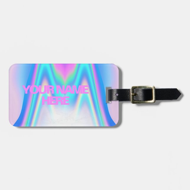 Custom Text Holographic Iridescent Gepäckanhänger (Vorderseite horizontal)