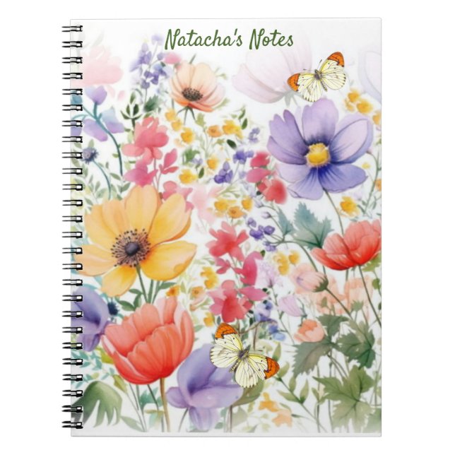 Custom Text Hübsch Summer Floral Notebook Notizblock (Vorderseite)