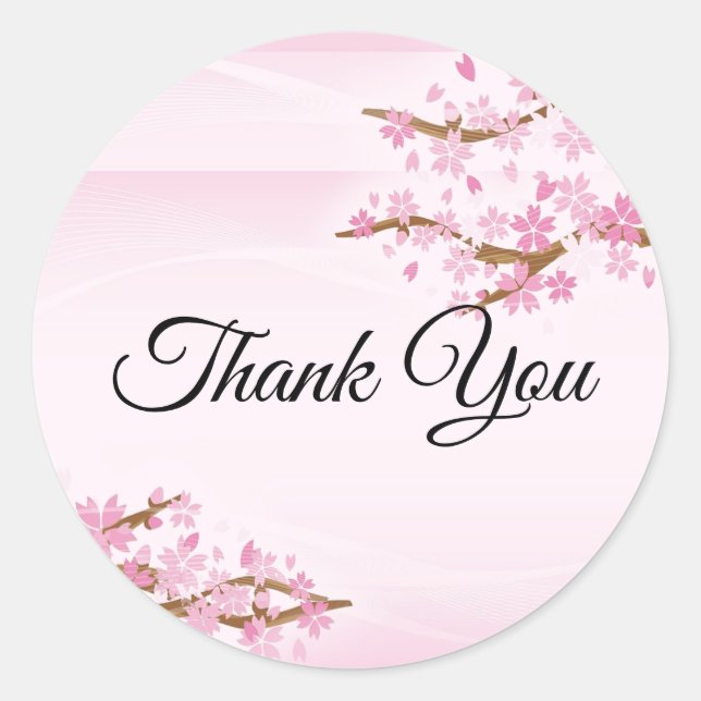 Custom Text Japanisch Pink Cherry Blossom Vielen D Runder Aufkleber (Vorderseite)