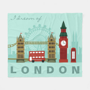 Custom text London Illustration Fleece-Decken Fleecedecke