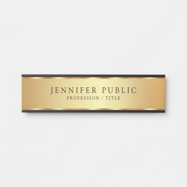Custom Text Luxe Trendy Black & Gold Beruflich Türschild (Vorderseite )
