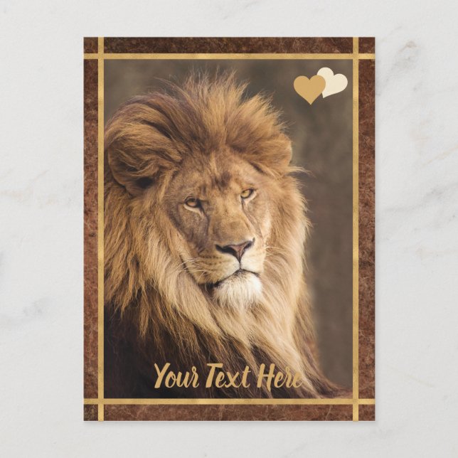 Custom Text Majestic Lion Foto Postkarte (Vorderseite)