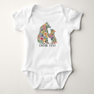 Custom Text Mama Bear Girl Baby Strampler