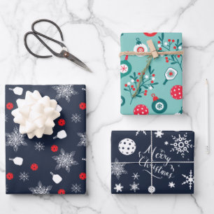 Custom text marineblau 💙 pickleball Weihnachten  Geschenkpapier Set