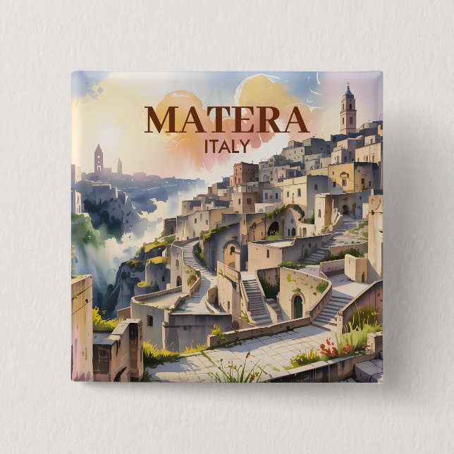 Custom Text Matera Italy Travel Sassi di Matera Button (Vorderseite)
