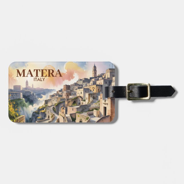 Custom Text Matera Italy Travel Sassi di Matera Gepäckanhänger (Vorderseite horizontal)