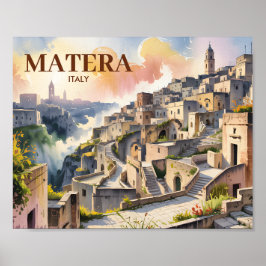 Custom Text Matera Italy Travel Sassi di Matera Poster