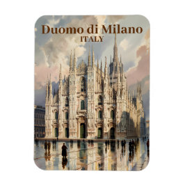 Custom Text Milan Italy Duomo Vintage Watercolor Magnet