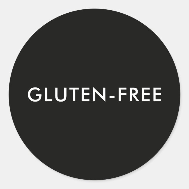 Custom Text Modern Black Gluten-free Food Label Runder Aufkleber (Vorderseite)