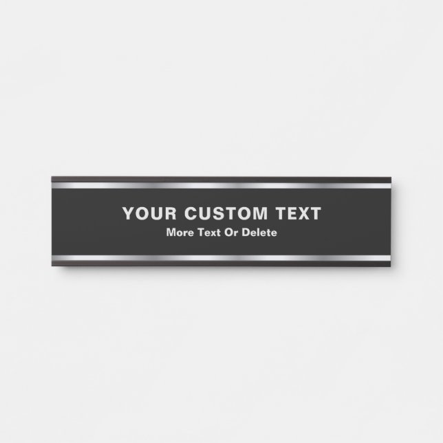 Custom Text Modern Black & Silver Glamorous Luxury Türschild (Vorderseite )