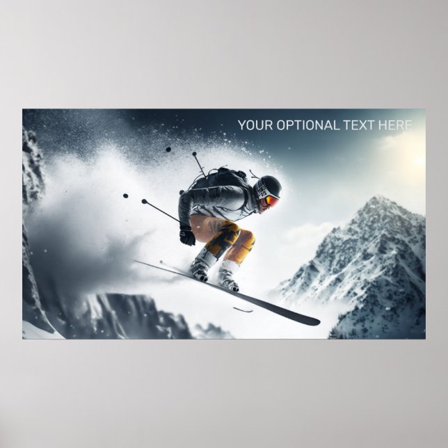 Custom Text Mountain Skier Poster (Vorne)