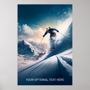 Custom Text Mountain Skier Poster