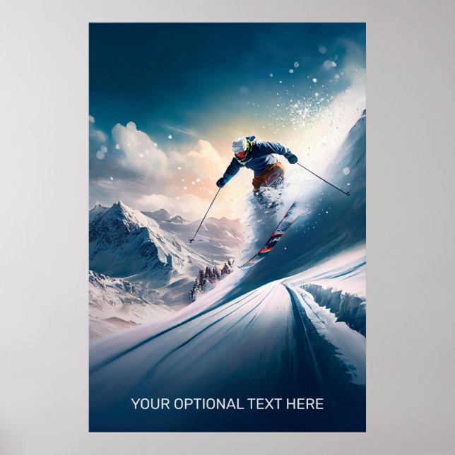 Custom Text Mountain Skier Poster (Vorne)