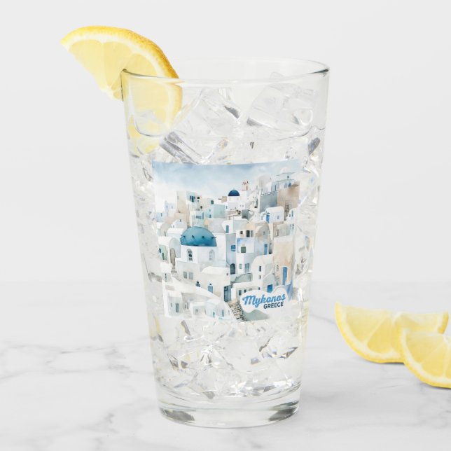 Custom Text Mykonos Griechenland Glas (Vorderseite Ice)
