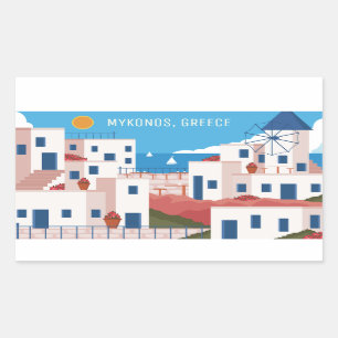 Custom Text Mykonos Griechenland Rechteckiger Aufkleber