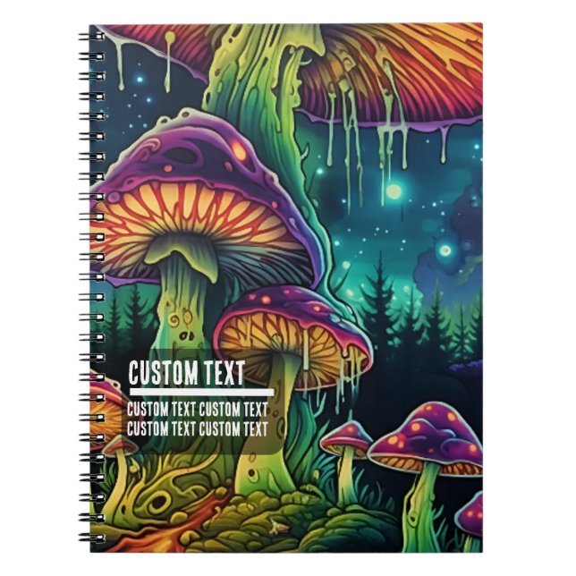 Custom Text Mystical Fungi Nightscape Vibrant Notizblock (Vorderseite)