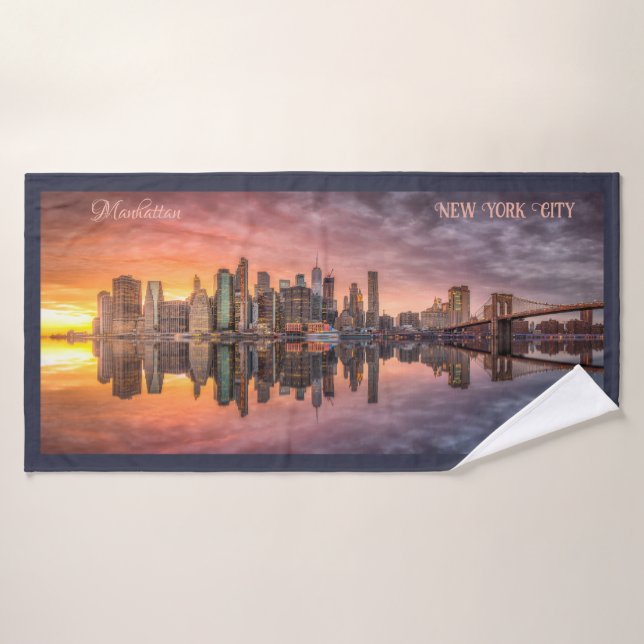 Custom Text New York City Skyline Badehandtuch (Badehandtuch)