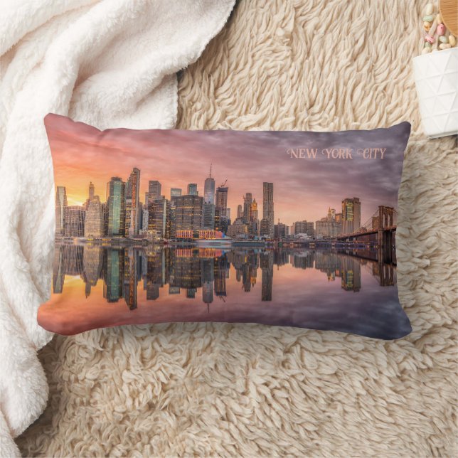 Custom Text New York City Skyline Lendenkissen (Decke)