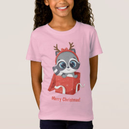 Custom Text Niedlich Weihnachts-Raccoon T-Shirt