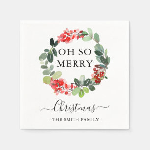 Custom Text Oh So frohe Weihnachtsfeiertag Kranz Serviette