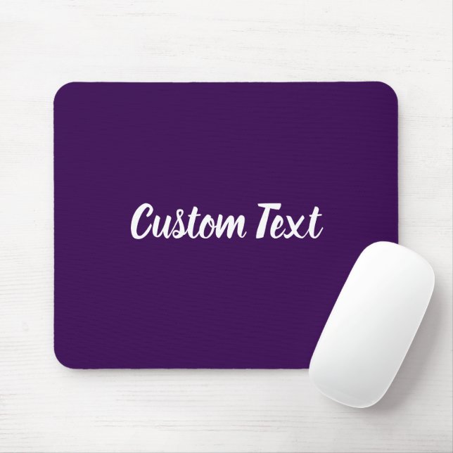 Custom Text on Dark Purple with White Script Mousepad (Mit Mouse)