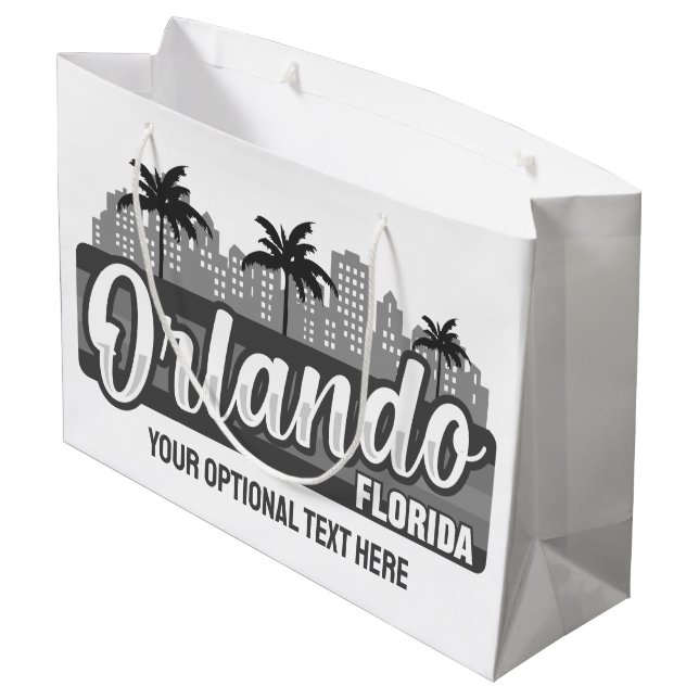 Custom Text Orlando Florida Große Geschenktüte (Rückseite Schrägansicht)