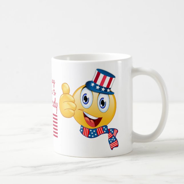 Custom Text Patriotic Comic Uncle Sam Emoji Kaffeetasse (Rechts)