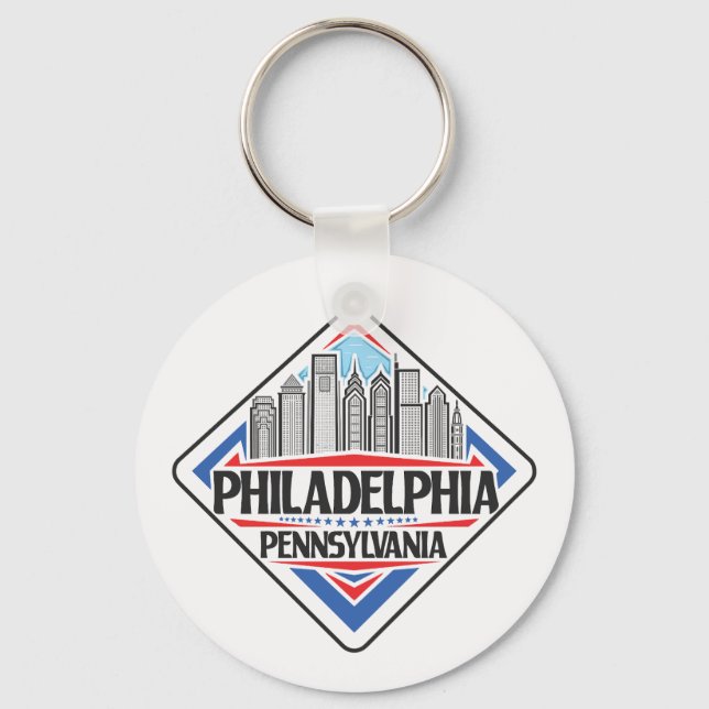 Custom Text Philadelphia Pennsylvania Schlüsselanhänger (Vorderseite)