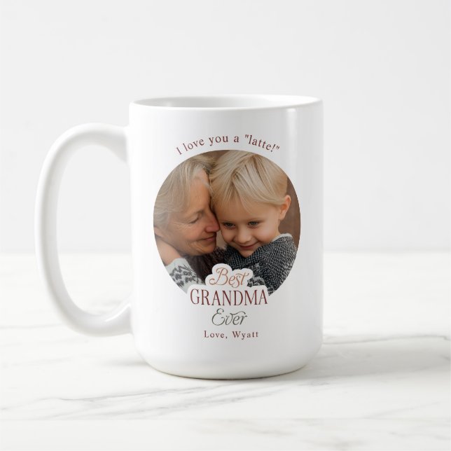 Custom Text Photo Best Grandma Ever Kaffeetasse (Links)