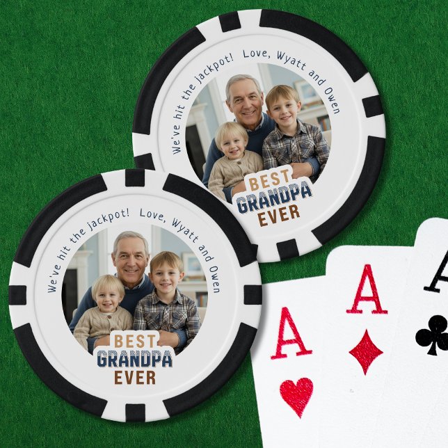 Custom Text Photo Best Grandpa Ever Pokerchips (Von Creator hochgeladen)