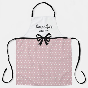 Custom Text Pink White Polka Dots Spaß Niedlich Kü Schürze