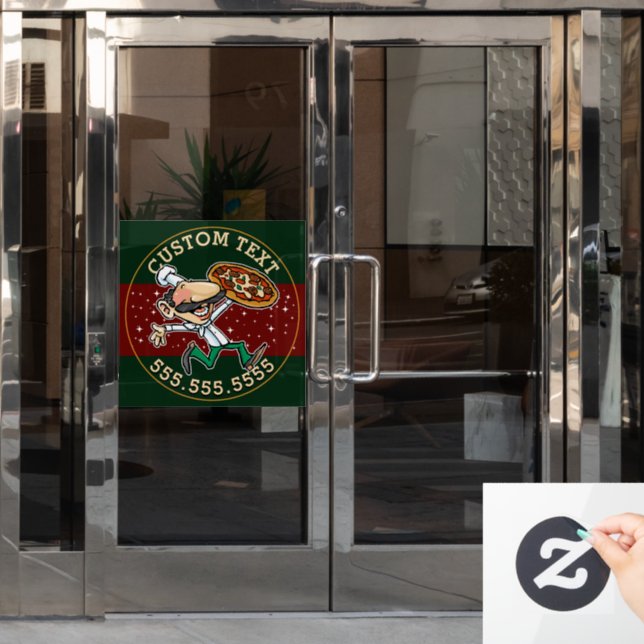 CUSTOM TEXT Pizza Lieferung Pizzeria Zeichen Fensteraufkleber (Büro Tür)
