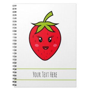 Custom Text Red Strawberry Niedlich Kawaii Frucht Notizblock